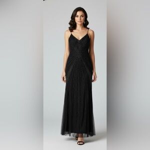 Adrianna Papell Black Glitter Maxi Dress